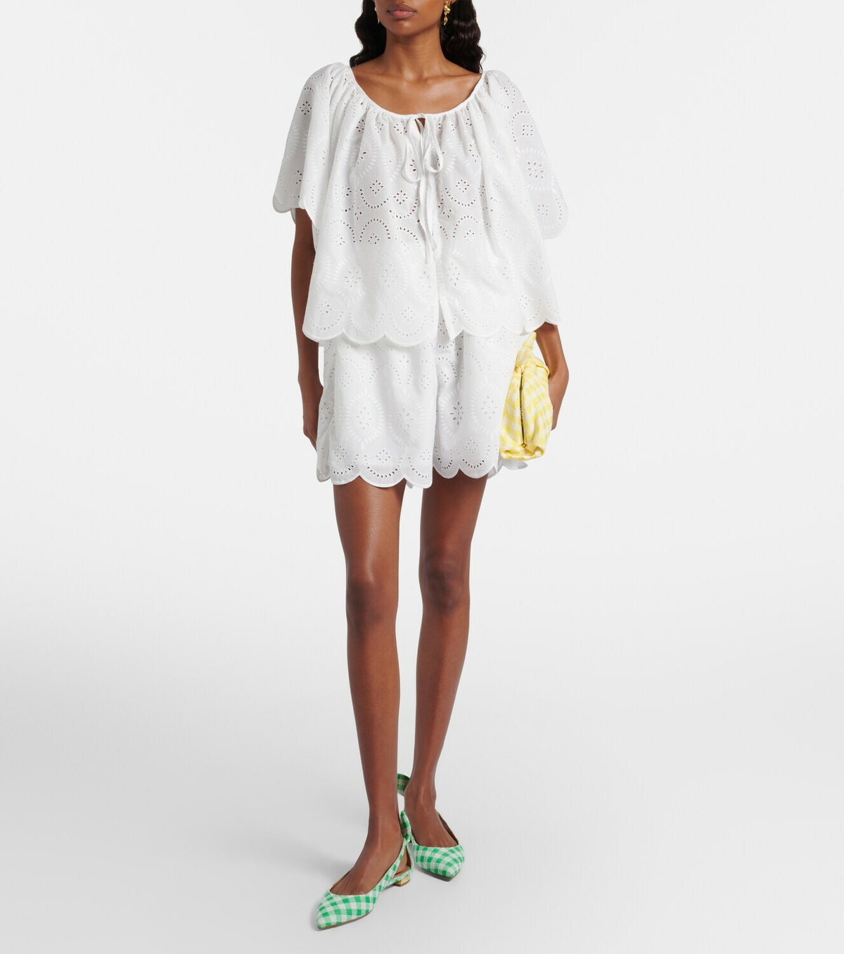 Aquazzura Bow Tie bow-detail checked ballet flats