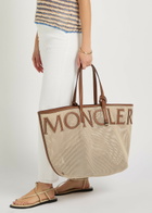 Moncler Logo-appliquéd Leather and Woven Tote - White - One Size