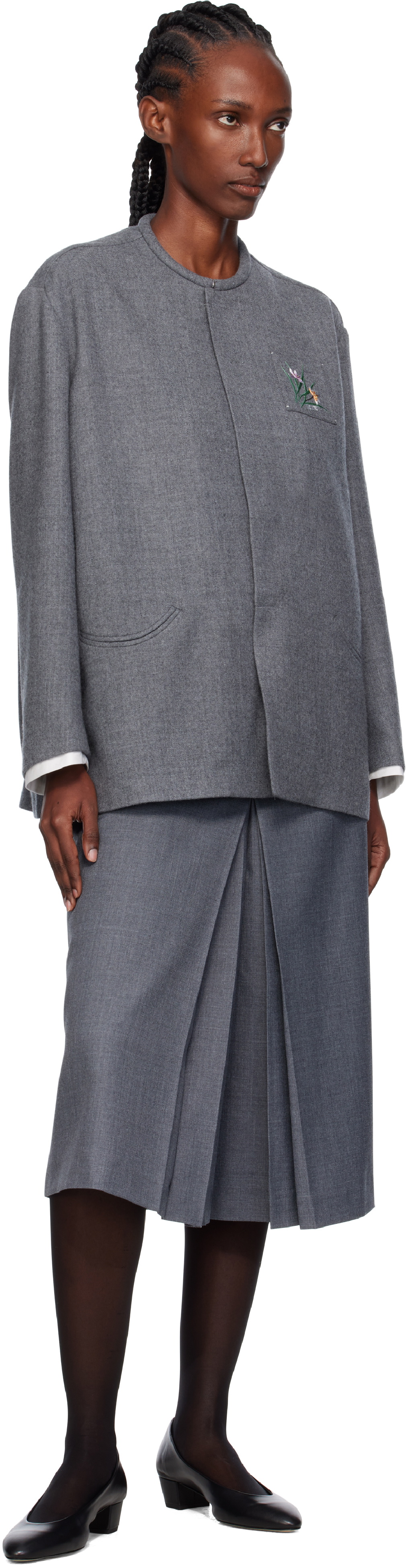 AO Yes Gray Melton Round Collar Jacket