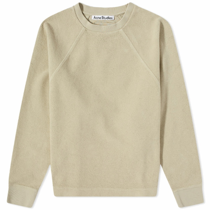 Photo: Acne Studios Men's Farmy Teddy Crew Sweat in Dusty Green