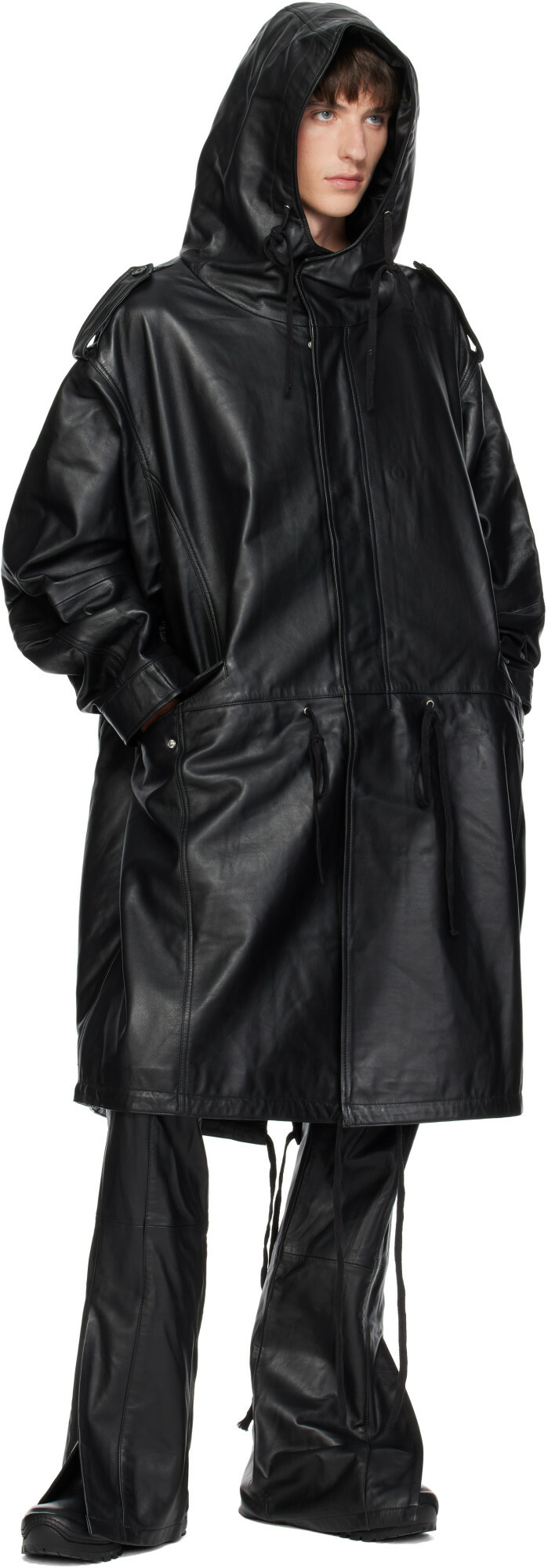 Deadwood Black Ellis Oversized Leather Parka