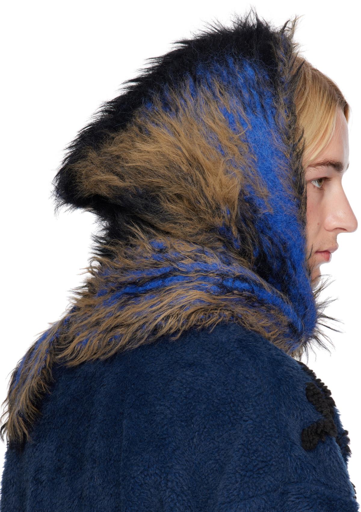 Y/Project Black & Blue Hairy Gradient Hooded Scarf