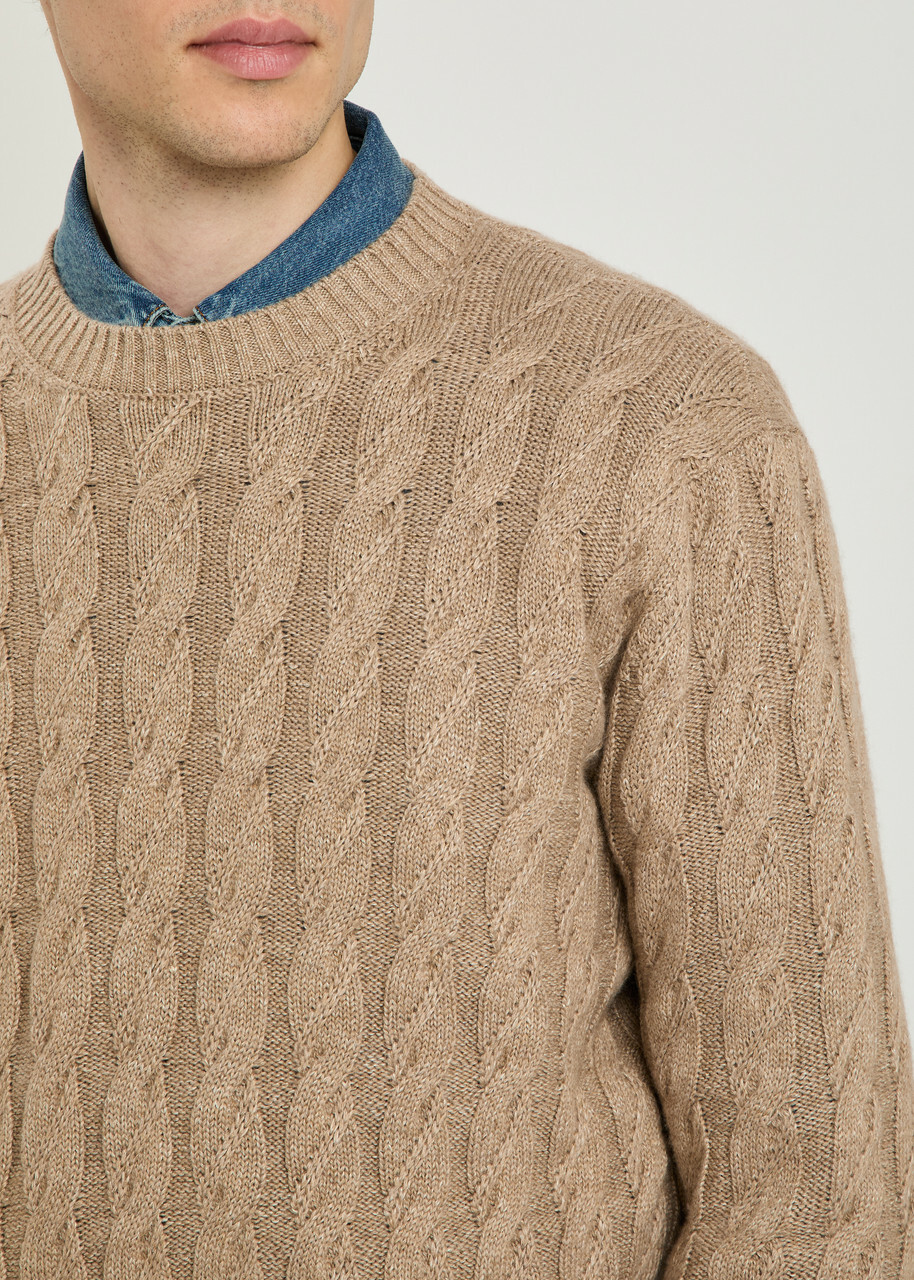 Zegna Cable-knit Linen-blend Jumper Brown