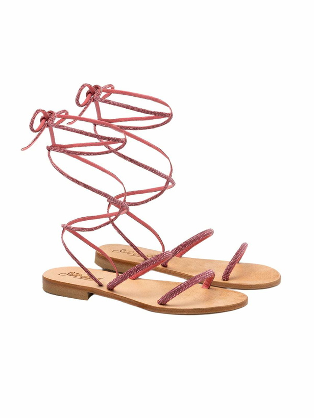 Photo: MC2 Saint Barth Wrap Flat Sandals With Fuchsia Rhinestones