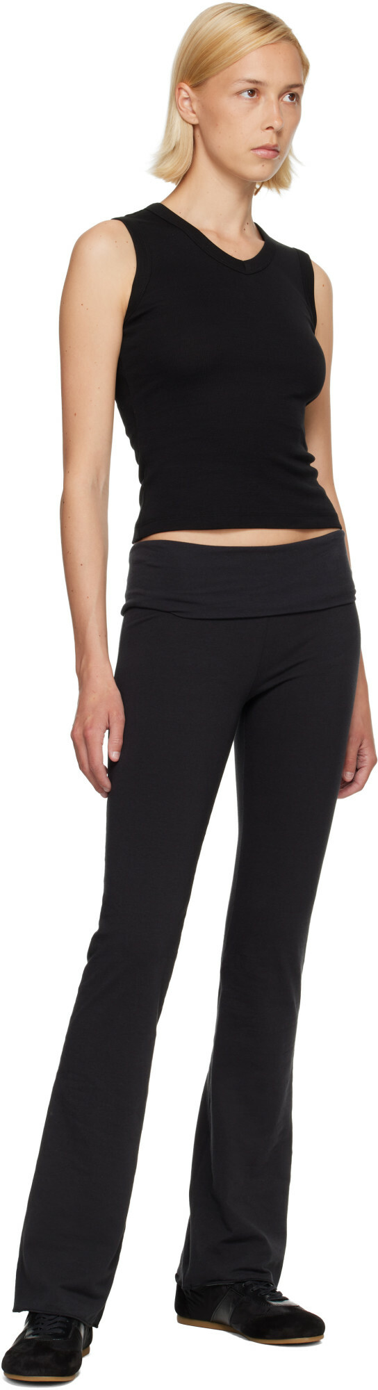 SKIMS Black Cotton Jersey Foldover Lounge Pants