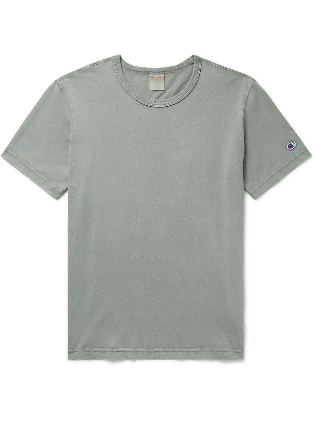 Photo: Champion - Logo-Appliquéd Cotton-Jersey T-Shirt - Green