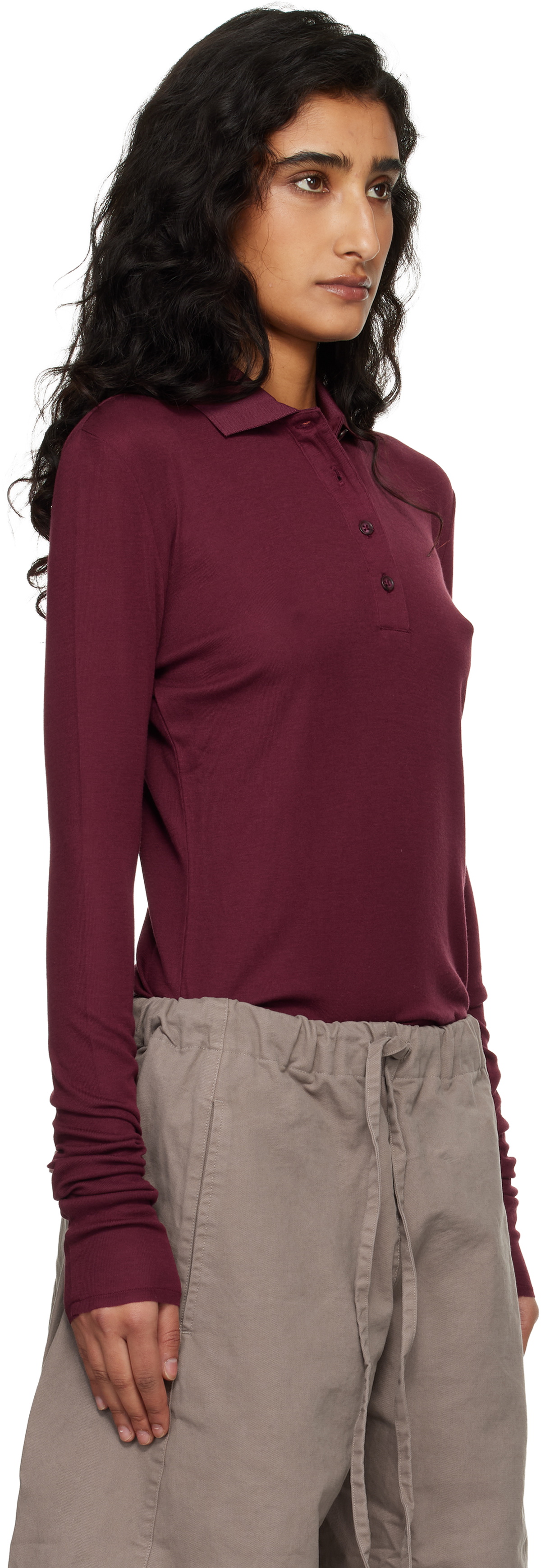 Entire Studios Burgundy LS Polo
