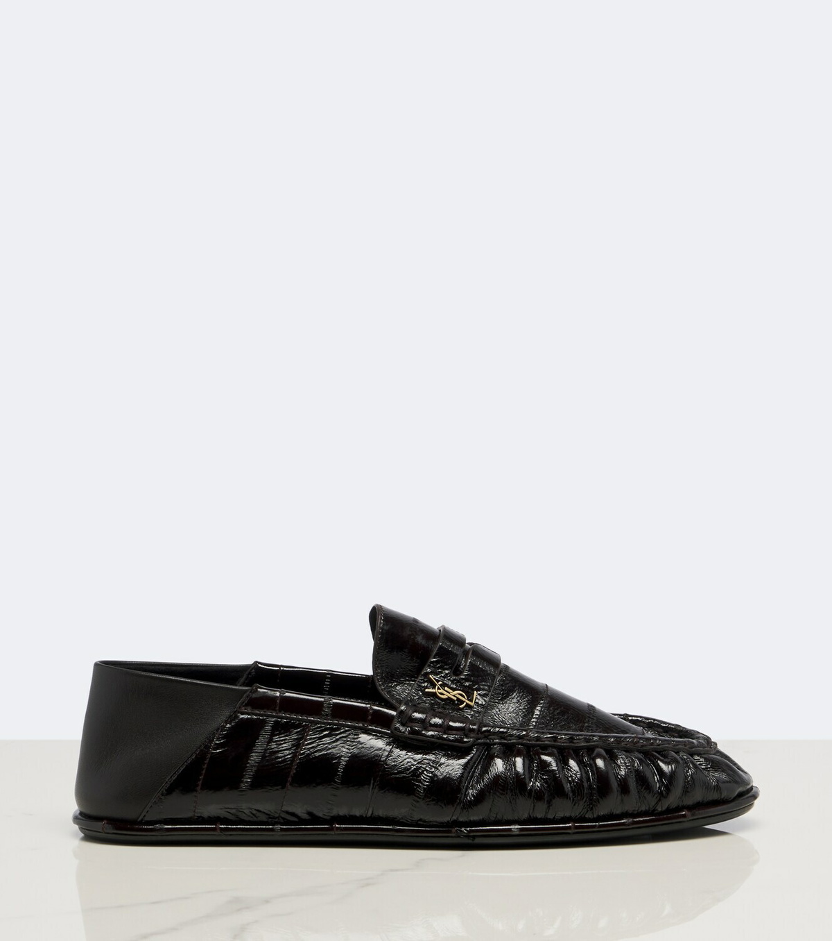 Saint Laurent Cassandre croc-effect leather loafers