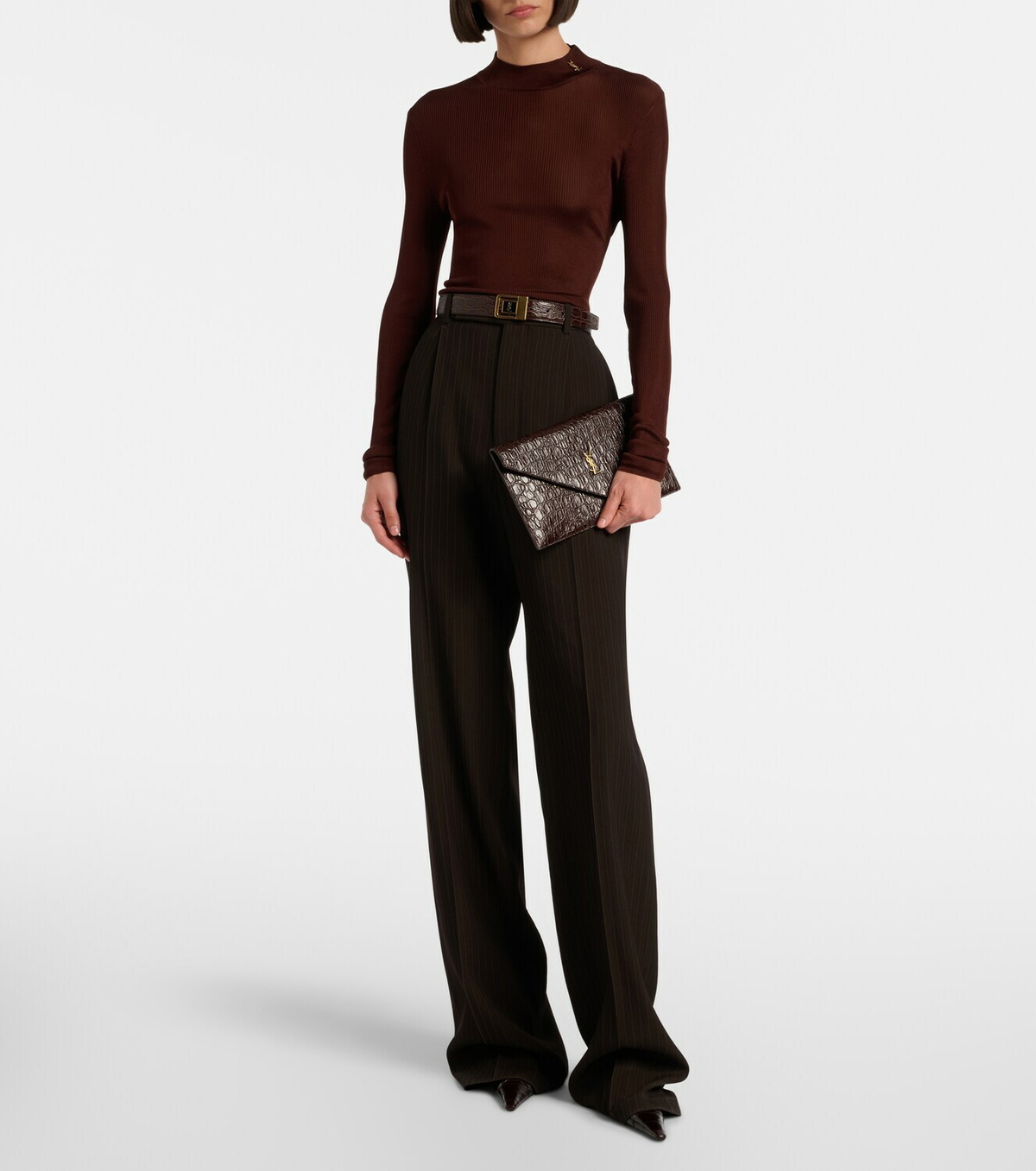 Saint Laurent Paris Cassandre leather clutch