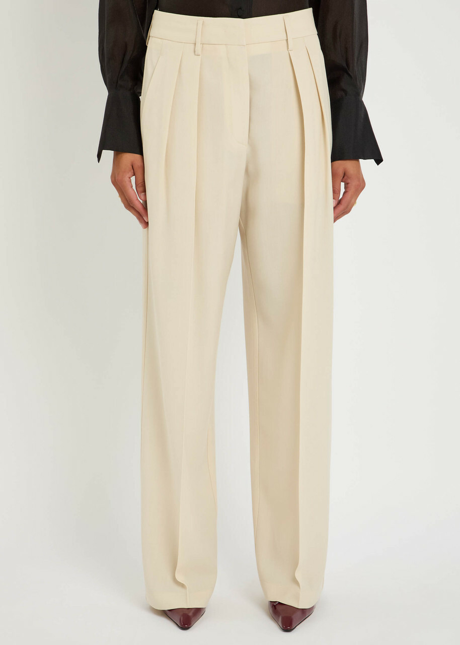 Forte_forte Pleated Woven Trousers Cream