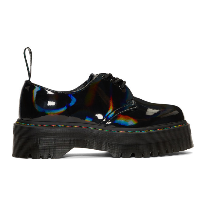 Photo: Dr. Martens Black Patent Oil Slick Rainbow 1461 Derbys