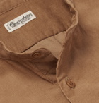 Camoshita - Grandad-Collar Cotton-Corduroy Shirt - Men - Camel