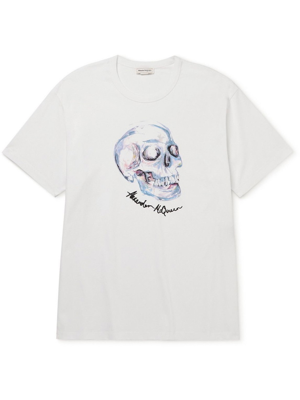 Photo: Alexander McQueen - Oversized Printed Cotton-Jersey T-Shirt - White