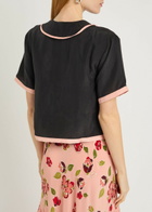 Rixo Nicolina Floral-embroidered Silk top Black