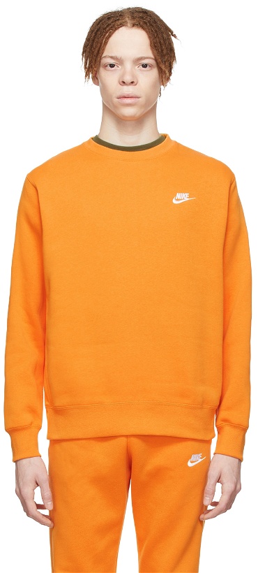 Photo: Nike Orange Sportswear Club Sweatshirt