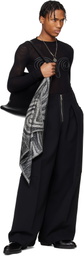 Jean Paul Gaultier Black & Gray 'The Spirale' Printed Silk Scarf