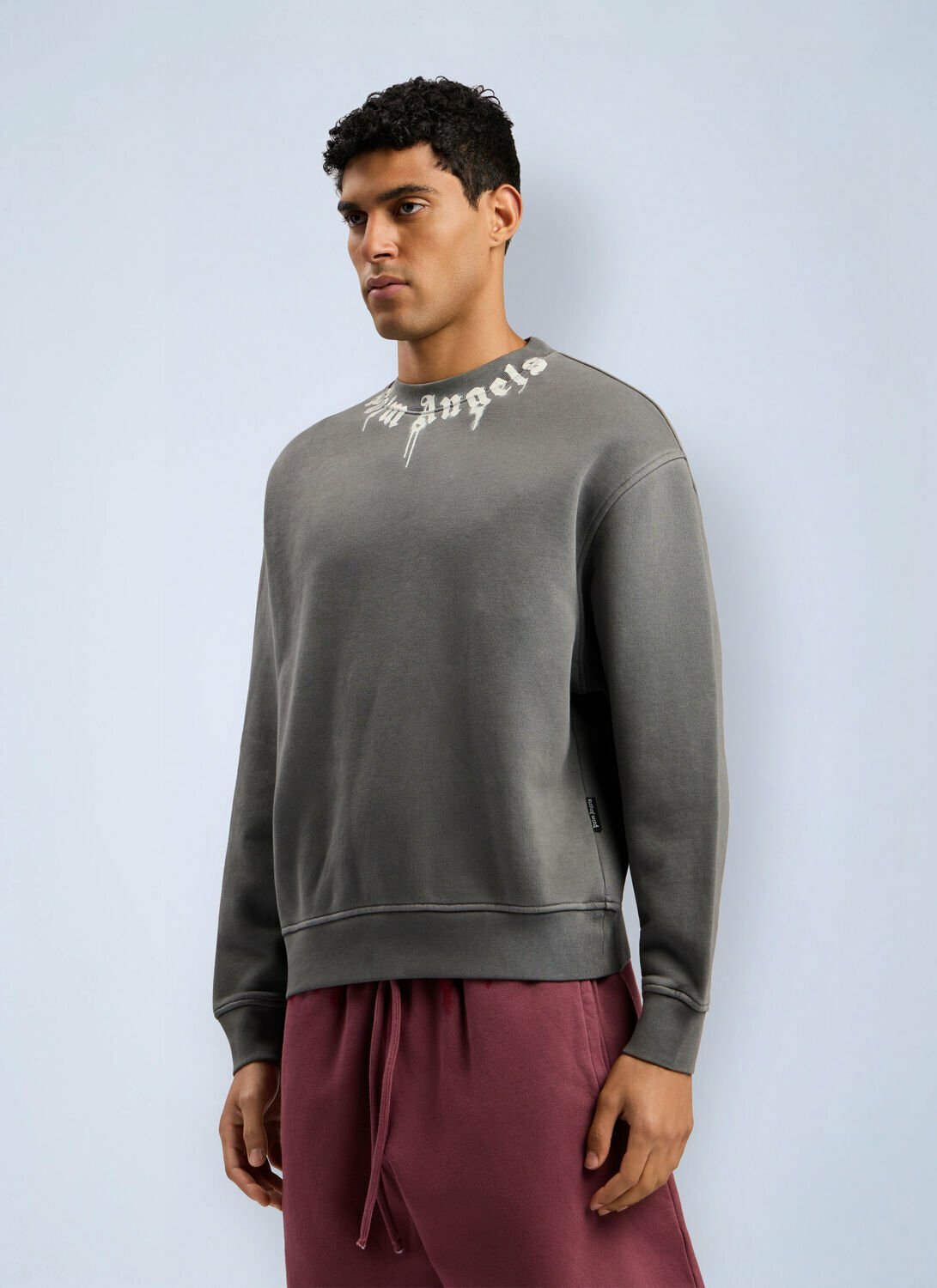 Palm Angels Neck Logo Regular Crewneck Sweatshirt