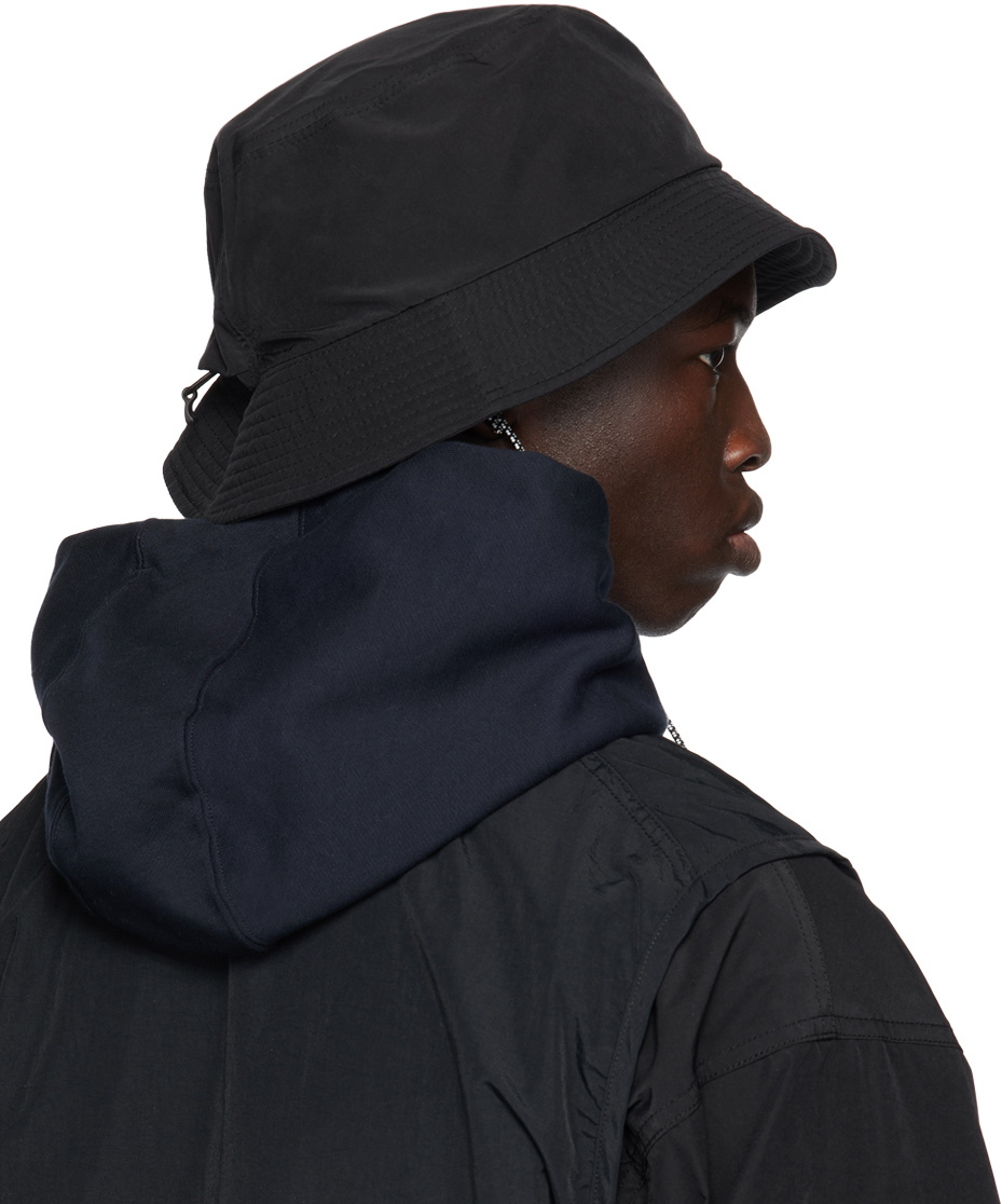 meanswhile Black Chin Strap Bucket Hat