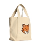 Maison Kitsuné fox Head Light Beige Cotton Shopping Bag