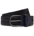 Anderson's - 3.5cm Woven Leather Belt - Blue