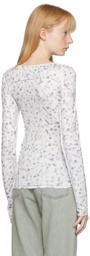 Acne Studios White Floral Long Sleeve T-Shirt