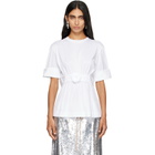 Simone Rocha White Gathered Rose Wire Sleeve Boy T-shirt