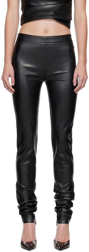Photo: Atlein Black Sim-Fit Faux-Leather Trousers