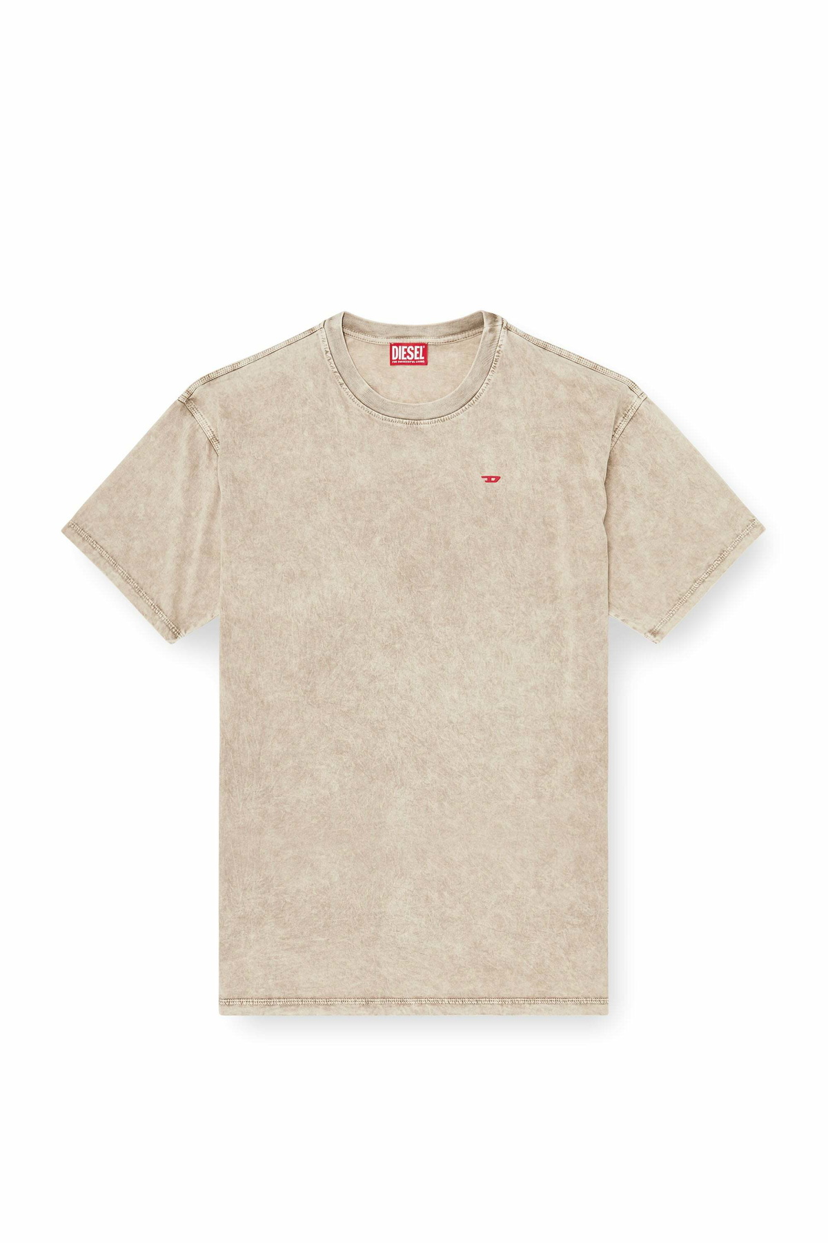 Diesel Cotton T-shirt with treated effect - T-Shirts Mens in Beige