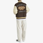 A Bathing Ape Men's Line Camoulti Logo Wool Varsity Jacket in Brown