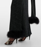 Valentino Feather-trimmed lamé maxi dress