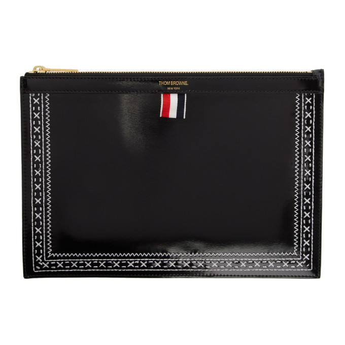 Photo: Thom Browne Black Patent Trompe LOeil Tablet Pouch