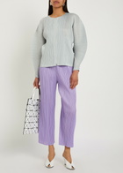 Pleats Please Issey Miyake Pleated Zip-through Woven top Light Grey