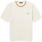 Fred Perry Men's Crew Neck Pique T-Shirt in Oatmeal