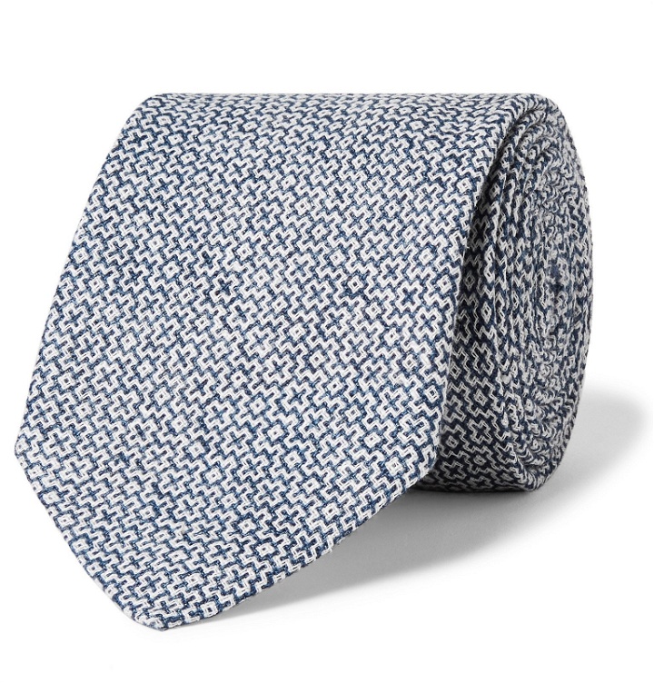 Photo: Favourbrook - 8cm Cotton, Linen and Silk-Blend Jacquard Tie - Blue