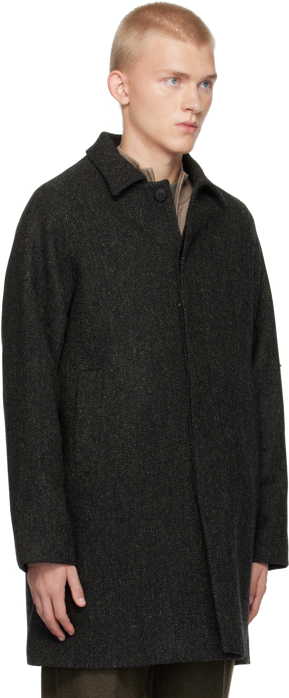 Sunspel Gray Harris Tweed Car Coat Sunspel