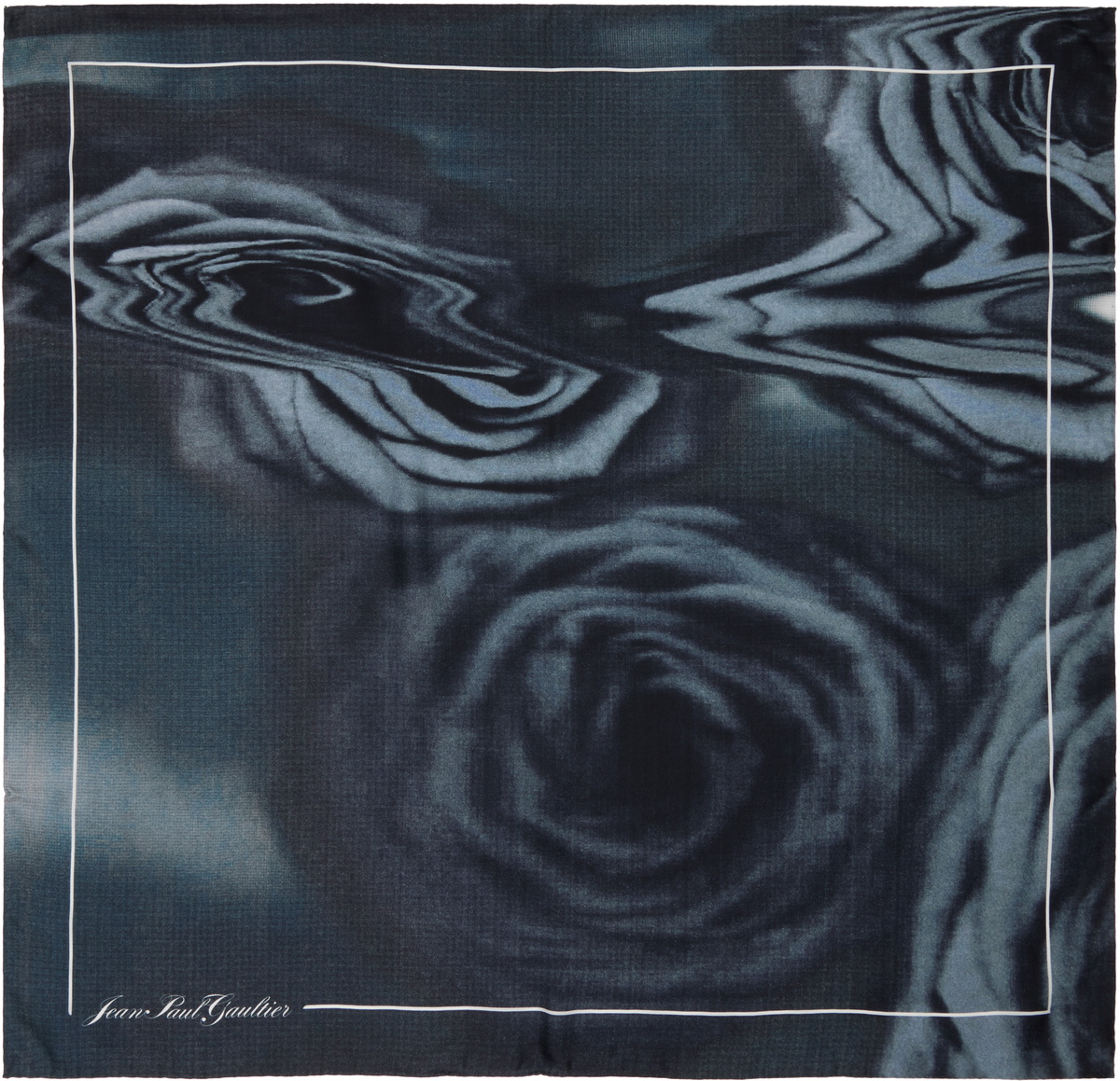 Jean Paul Gaultier Gray Silk Printed Blurry Roses Scarf