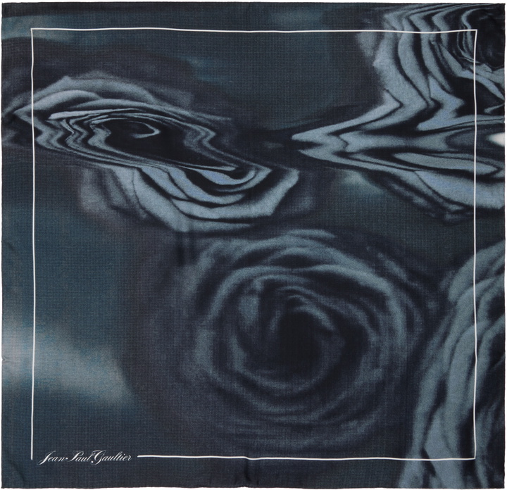 Photo: Jean Paul Gaultier Gray Silk Printed Blurry Roses Scarf