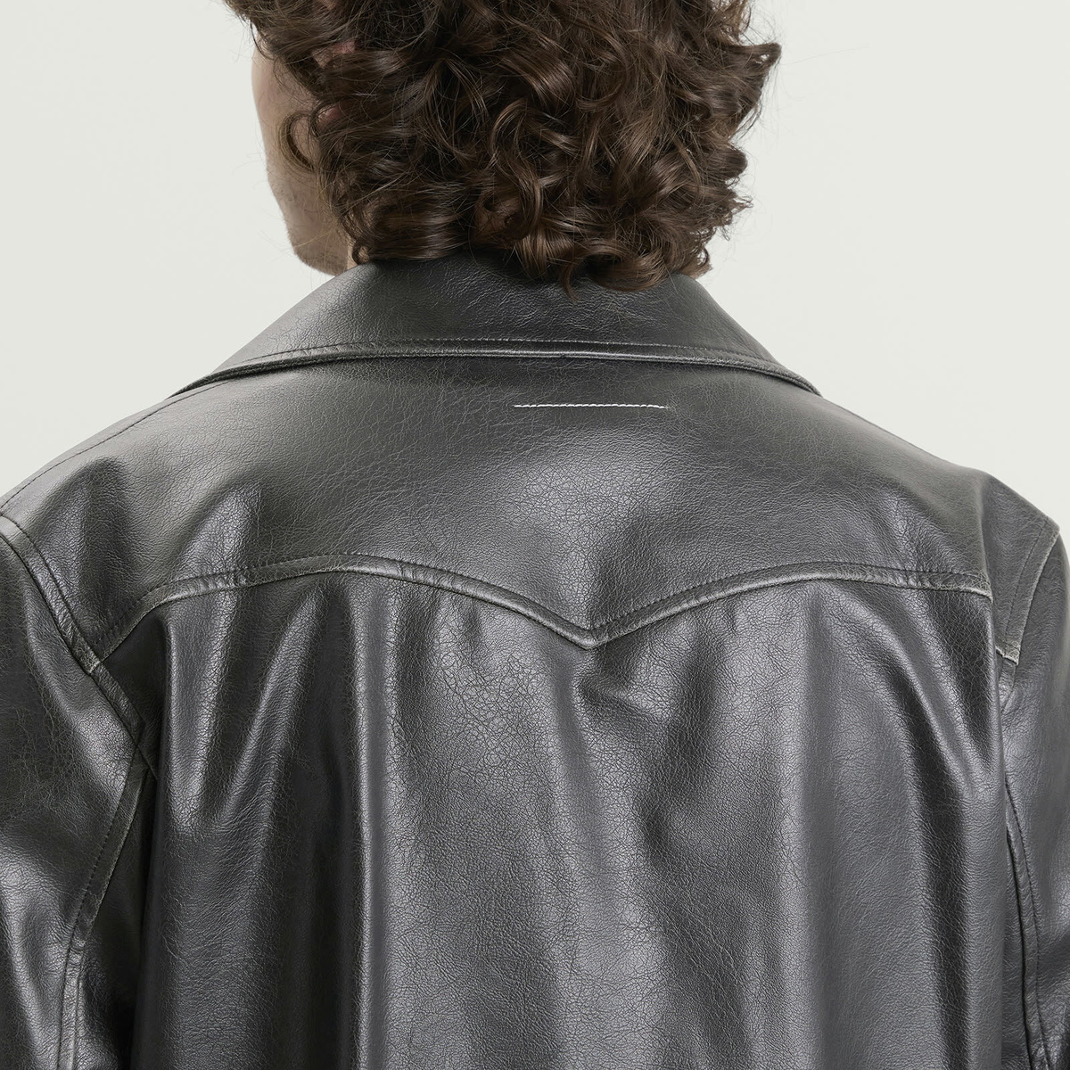 MM6 Maison Margiela Men's Faux Leather Jacket in Black