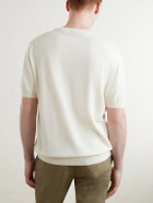 J MUESER - Knitted Cotton T-Shirt - Neutrals