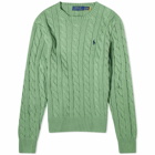 Polo Ralph Lauren Men's Cotton Cable Crew Knit in Field Green Heather