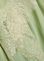 DE LA Vali Evita Lace-trimmed Draped Georgette Maxi Dress Light Green