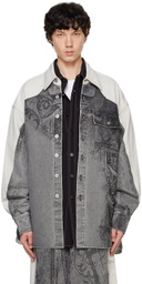Feng Chen Wang Gray Printed Denim Jacket