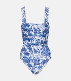 Staud Adelaide printed corset swimsuit
