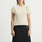 Simone Rocha Women's Pointelle Puff Sleeve Cardigan in Ecru/Pearl