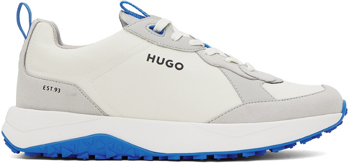 Photo: Hugo Off-White & Gray Mixed Material Sneakers
