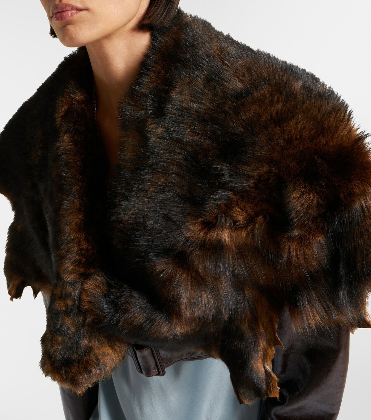 Chloé Cropped shearling-trimmed leather jacket