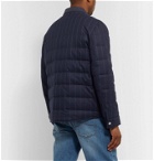 Brunello Cucinelli - Shell-Trimmed Pinstriped Quilted Wool Down Jacket - Blue