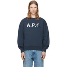 A.P.C. Navy Vintage-Effect 'A.P.C.' Logo Sweatshirt