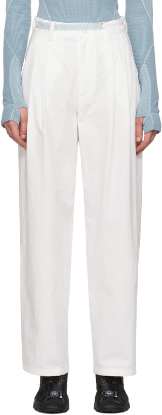 Photo: HYEIN SEO White Wide Beaded Belt Trousers