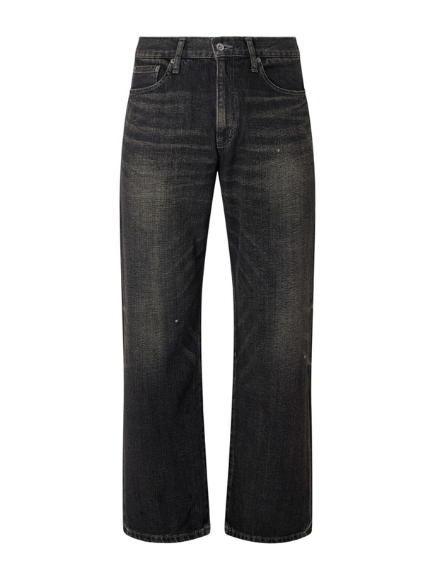 Photo: Neighborhood - Washed Straight-Leg Jeans - Black